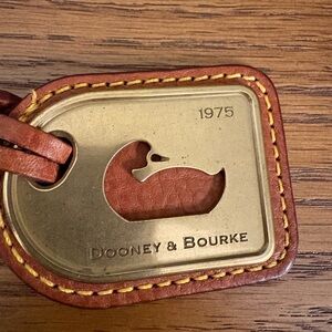 Dooney & Bourke Brown Leather Bag Hang Tag with Gold Accents